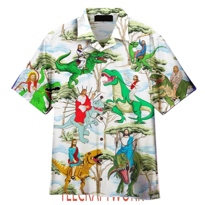 Jesus Ride A Dinosaur Jurassic Park Hawaiian Shirt