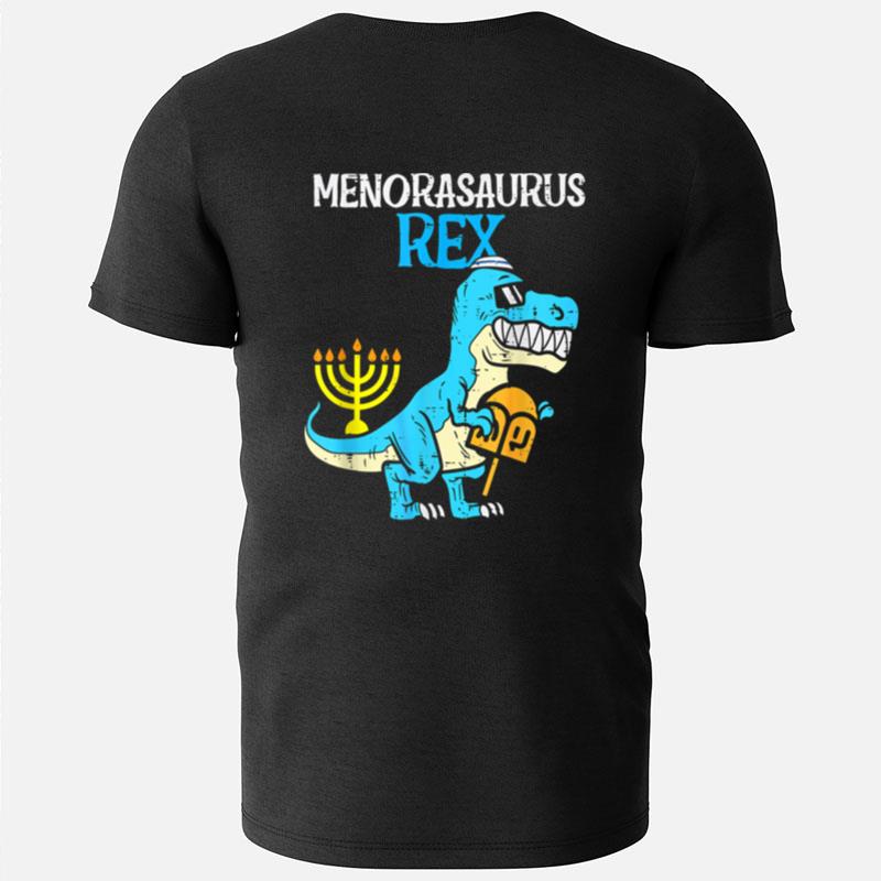 Kids Cute Hanukkah Rex Dinosaur Menorasaurus Chanukah Boys T-Shirts