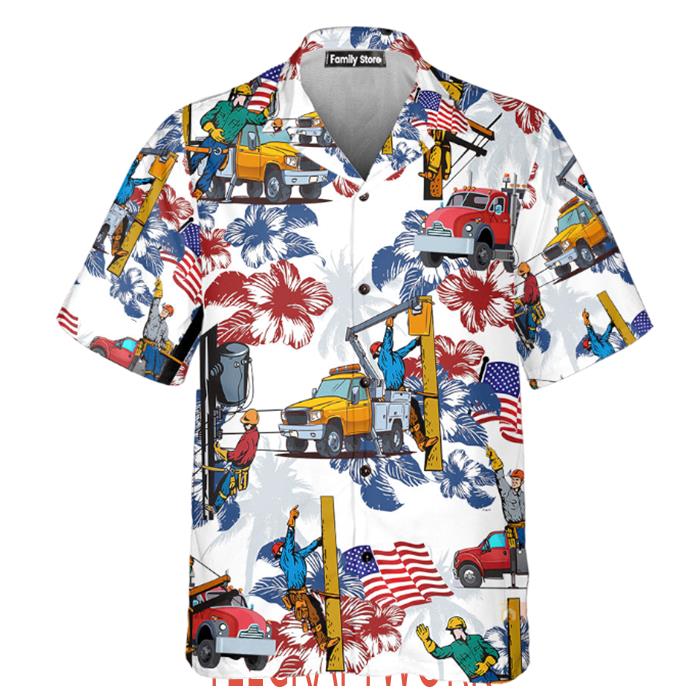 Lineman 4Th Of July Hawaiian Shirt
