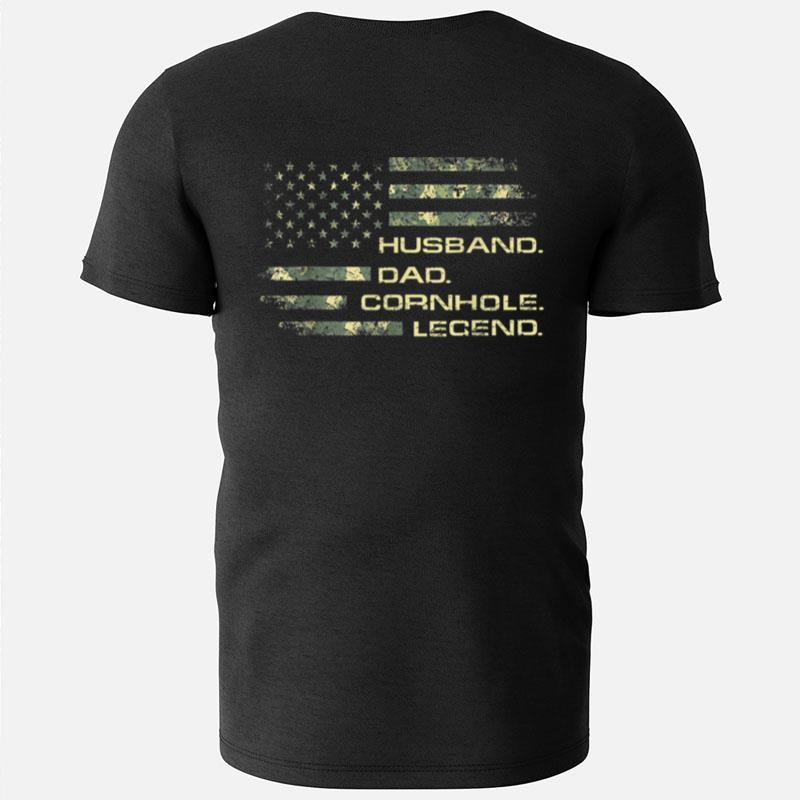 Mens Cornhole Husband Dad Cornhole Legend American Flag T-Shirts