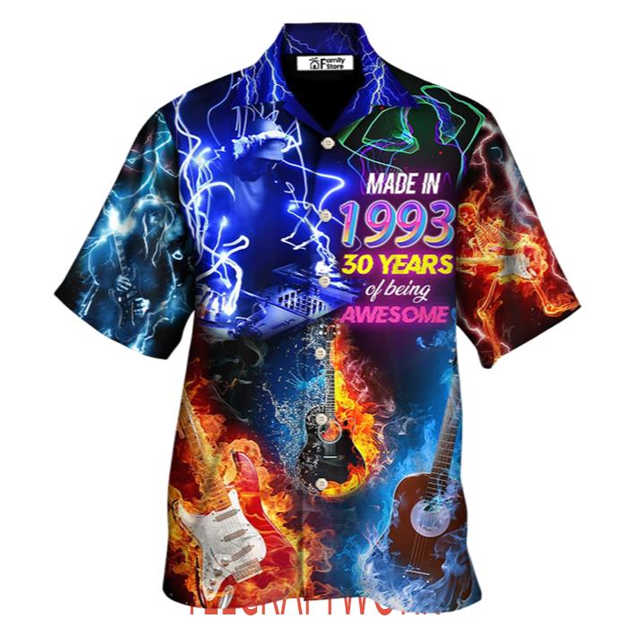 Music Is My Life Made In 1993 Neon Style Hawaiian Shirt