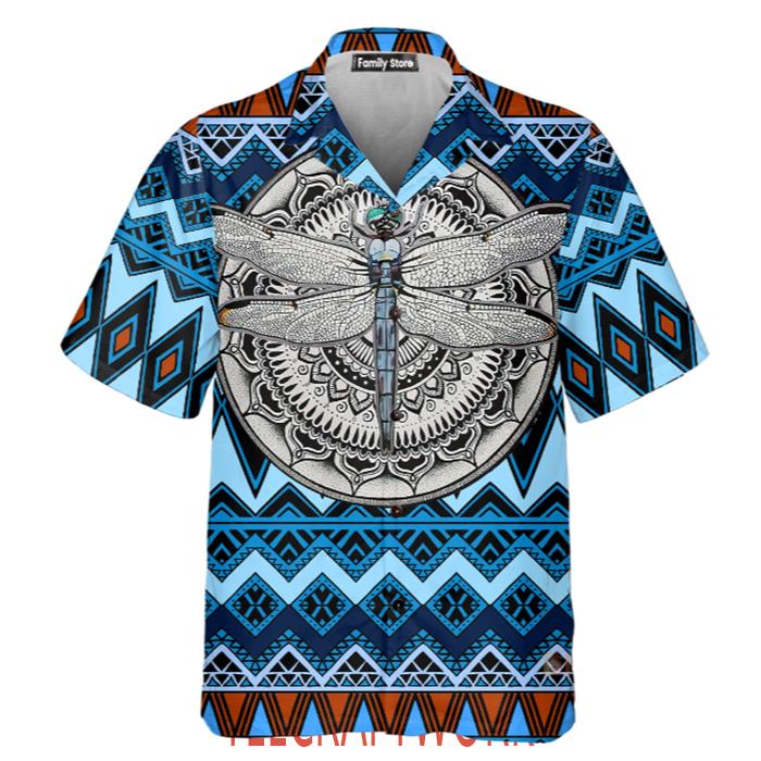 Native American Dragonfly Blue Hawaiian Shirt