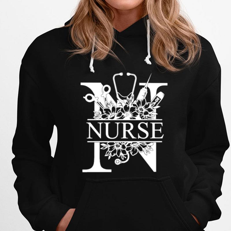Nurse Split Floral Frame Nurse T-Shirts