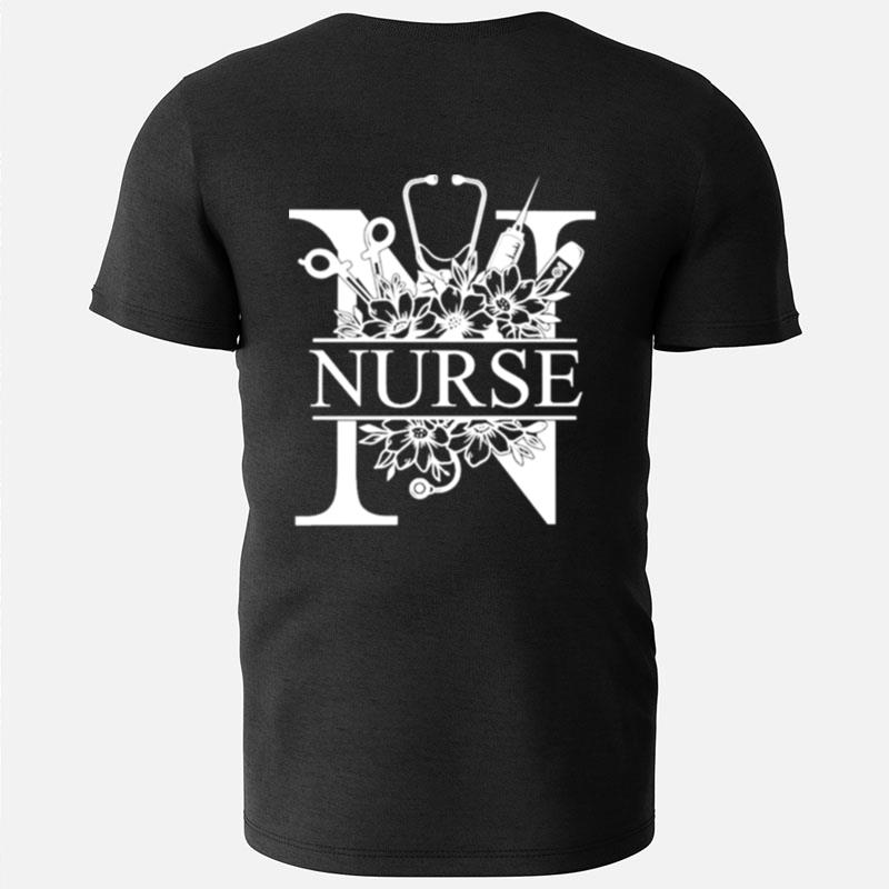 Nurse Split Floral Frame Nurse T-Shirts
