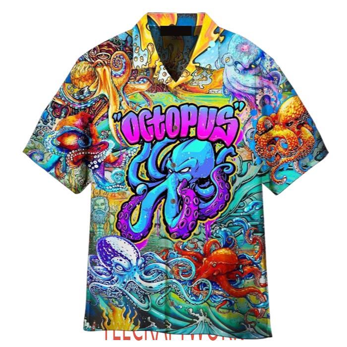 Octopus Colorful Hippie Hawaiian Shirt