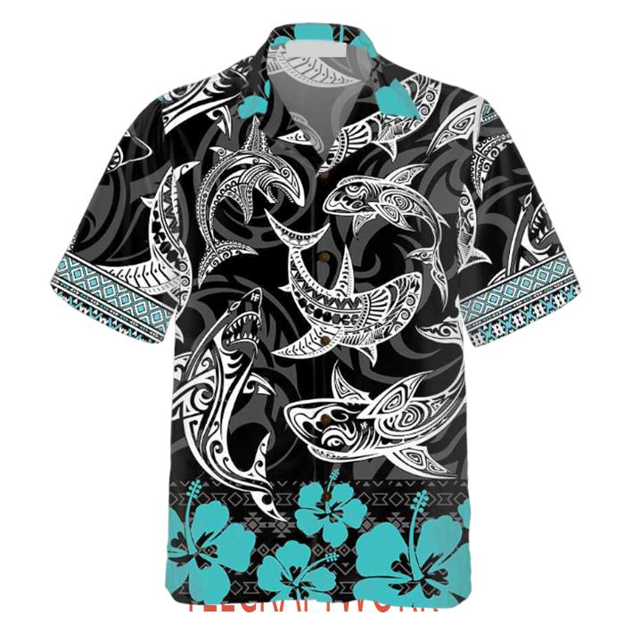 Polynesian Shark Shark Print Hawaiian Shirt