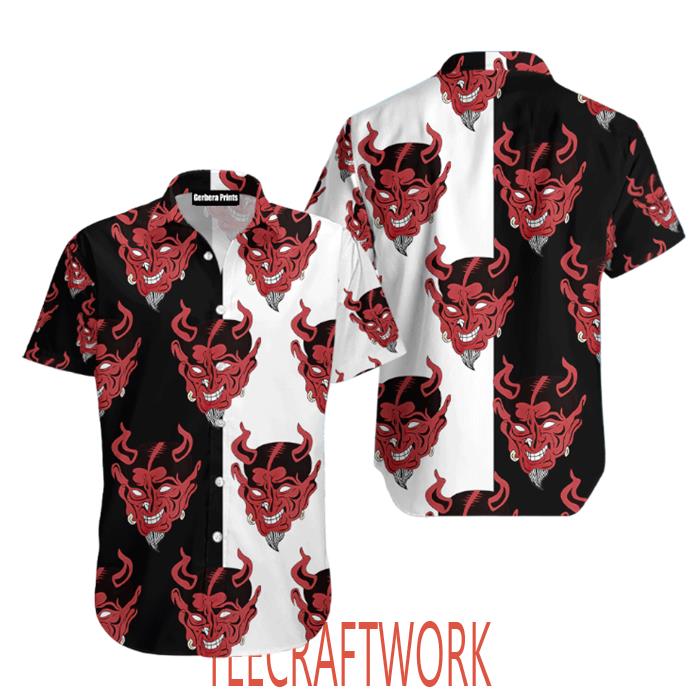 Red Oni Japan Mask Devil Hawaiian Shirt