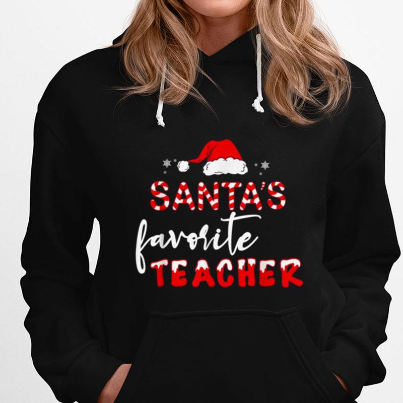 Santa's Favorite Teacher Christmas Santa Hat Lights T-Shirts