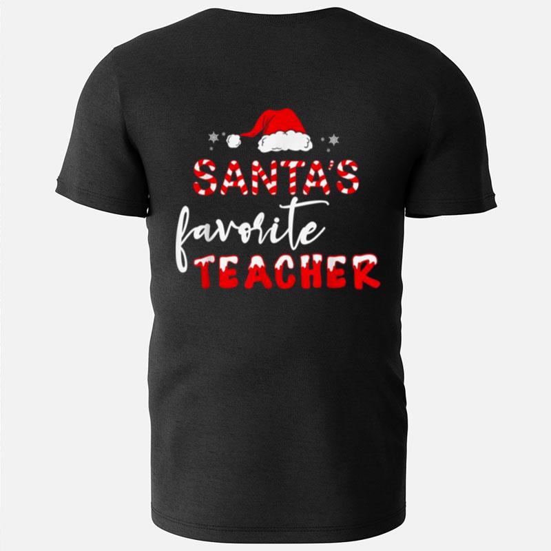 Santa's Favorite Teacher Christmas Santa Hat Lights T-Shirts