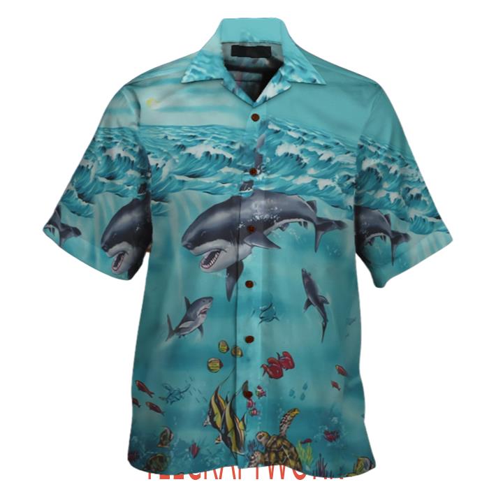 Shark Swimming 3D All Over Printed And Short Hawaiian Shirt
