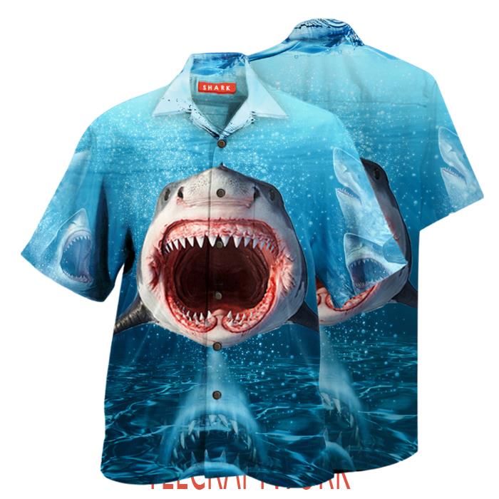 Show Your Teeth Shark 3D All Over Printed Hawaiian Shirt