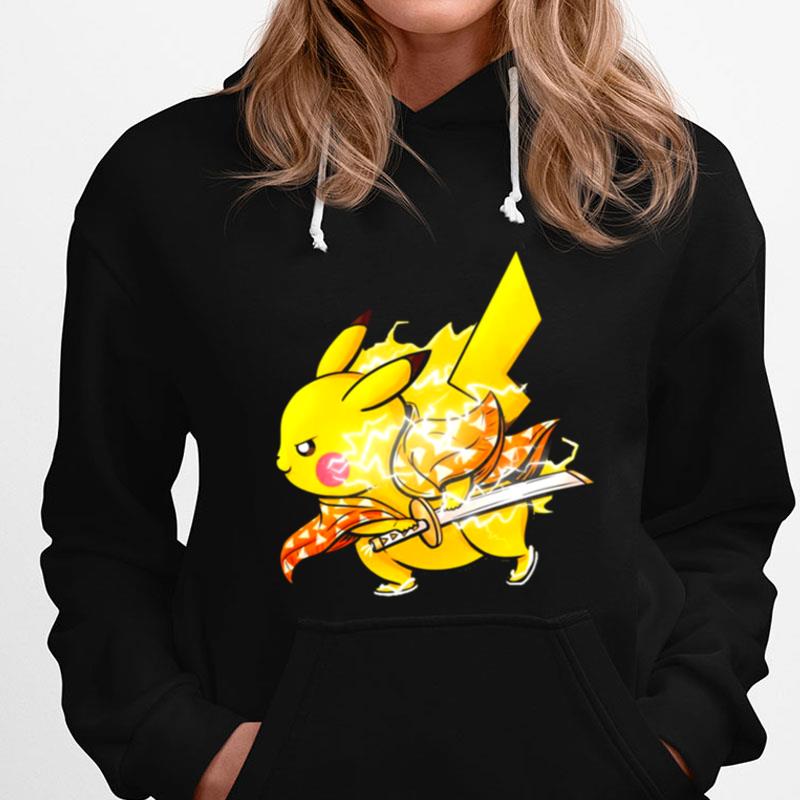 Swordsman Lightning Breathing Pikachu Demon Slayer T-Shirts