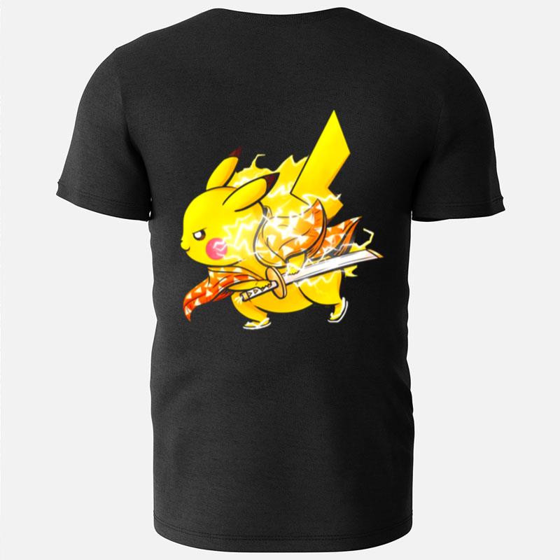 Swordsman Lightning Breathing Pikachu Demon Slayer T-Shirts