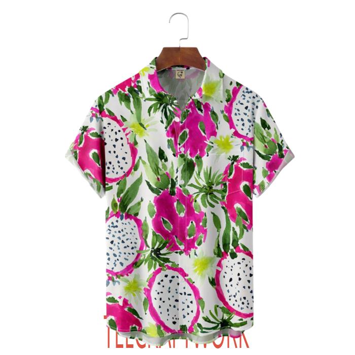 Tropical Fruit Pitaya Pattern Hawaiian Shirt