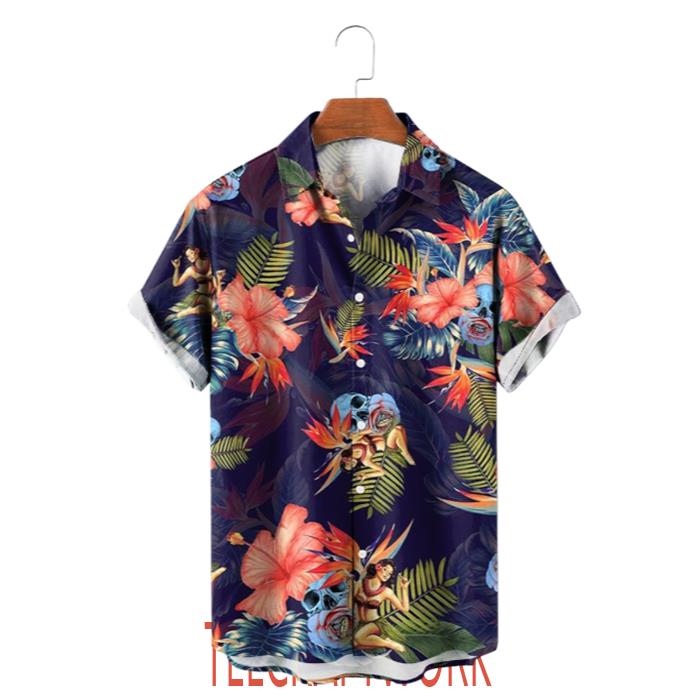 Tropical Skull Print Hawaiian Shirt