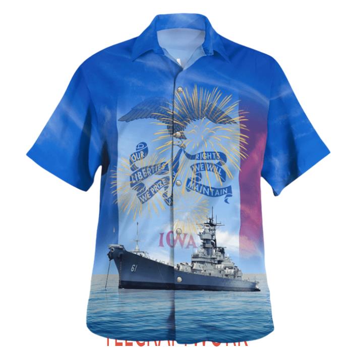 Us Navy Uss Iowa 4Th Of July Hawaiian Shirt