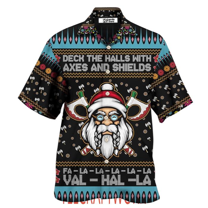 Viking Christmas Deck The Halls With Axes And Shields Hawaiian Shirt